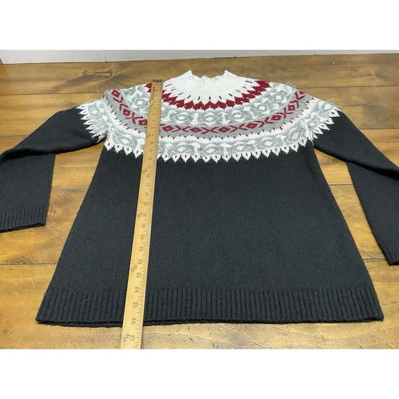 J Jill Womens Sweater Nordic Fair isle Mock Neck Fringe Popover Small Petite - Picture 3 of 7
